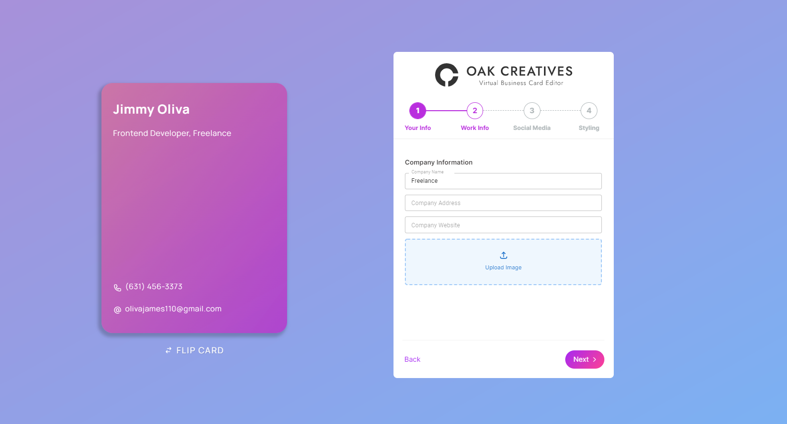 Virtual Business Card Builder
