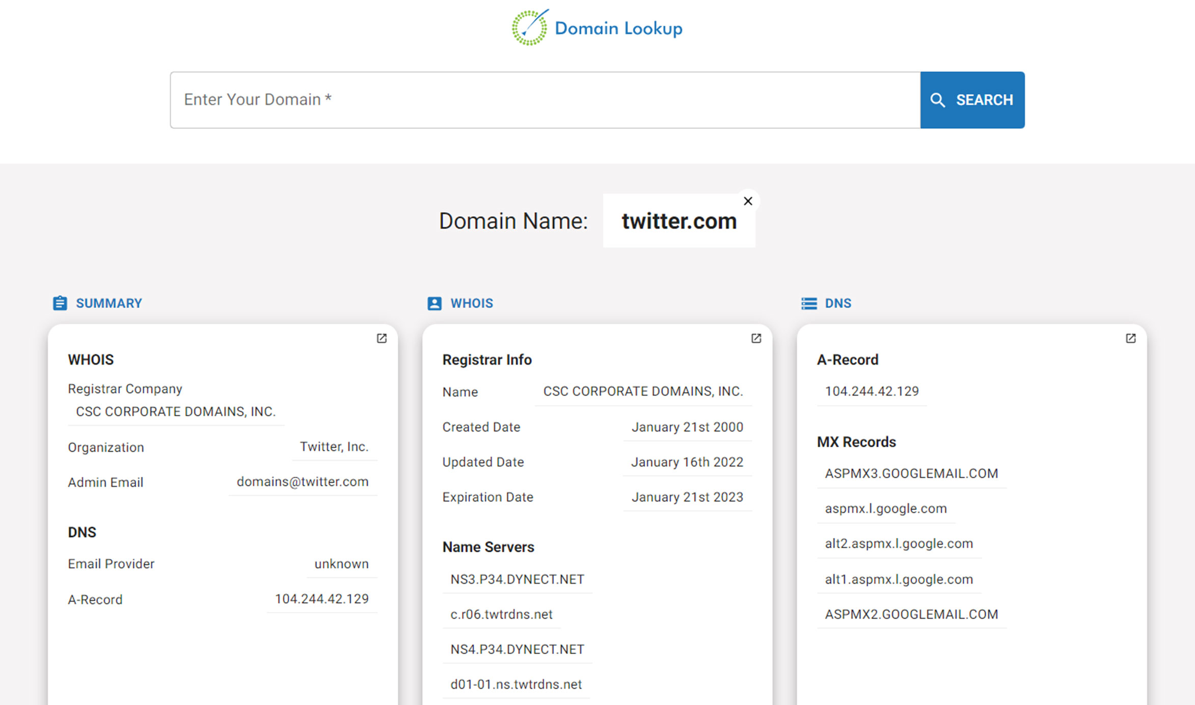Domain Lookup
